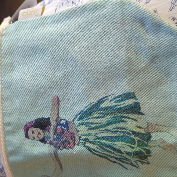 SOHA Living canvas hula dancer Hawaiian zipper pouch clutch bag new - Picture 2 of 4